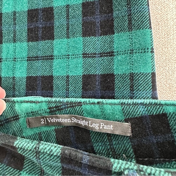 Talbots Velveteen Straight Leg Pants. Size 2. Green Plaid. - Picture 9 of 12